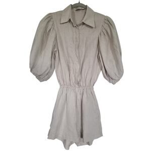 The Femm Zoe Linen Puff Sleeve Romper Size XS